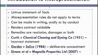 Misrepresentation Lecture 1 of 4 [upl. by Coridon]